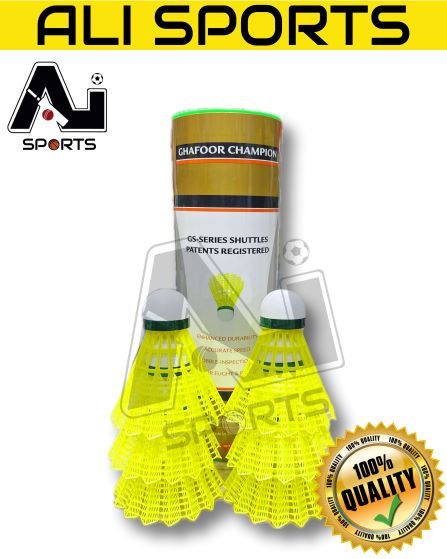 GS Champion Plastic Shuttlecocks - Made in Taiwan (Pack of 6 Pcs)