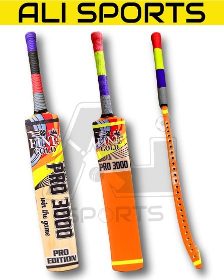 Fine Gold Pro 3000 Bat – Full Cane Handle Tape Ball Bat